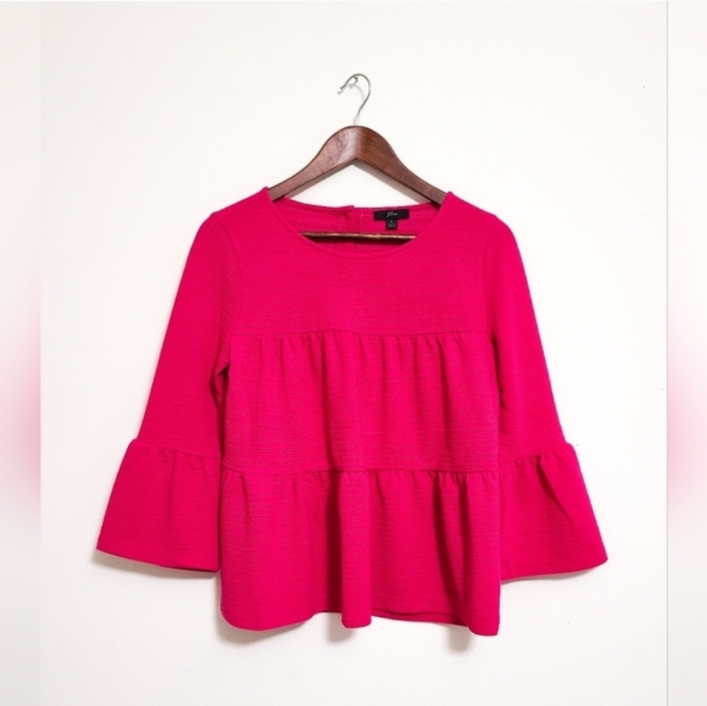 J. Crew 3/4 Bell Sleeve Top in Fuchsia